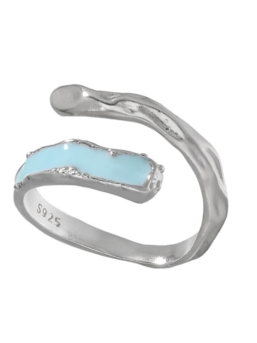 DAKA 925 Sterling Silver Enamel Irregular Minimalist Band Ring 3