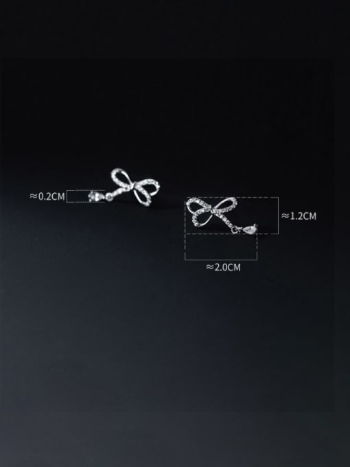 Rosh 925 Sterling Silver Cubic Zirconia Bowknot Minimalist Stud Earring 2