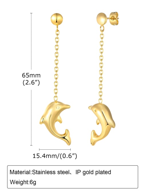 CONG Stainless steel Dolphin Minimalist Threader Earring 2