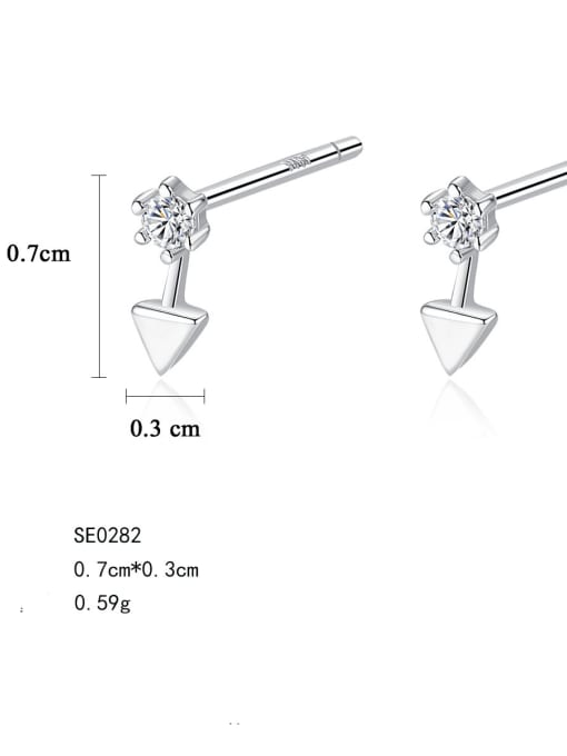 CCUI 925 Sterling Silver Cubic Zirconia Triangle Minimalist Stud Earring 4