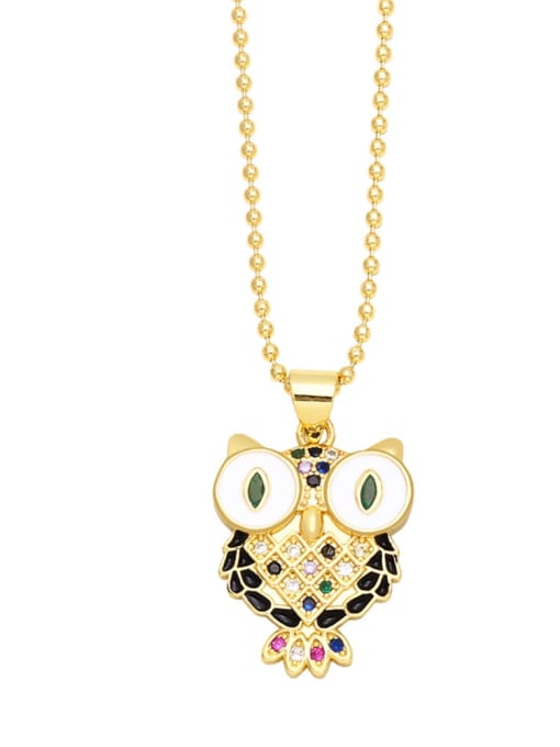 CC Brass Cubic Zirconia Owl Vintage Necklace 4