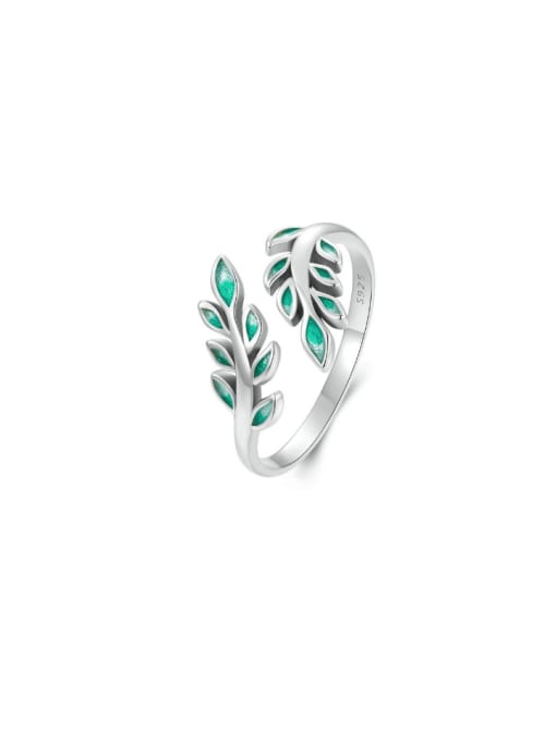 Jare 925 Sterling Silver Cubic Zirconia Leaf Trend Band Ring 0