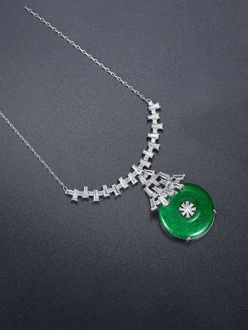N19062843 Brass Jade Geometric Vintage Necklace