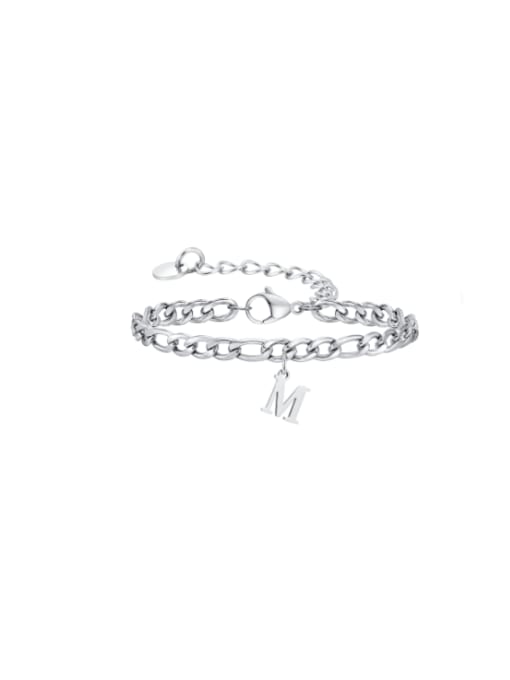 M Stainless steel Letter Hip Hop Link Bracelet