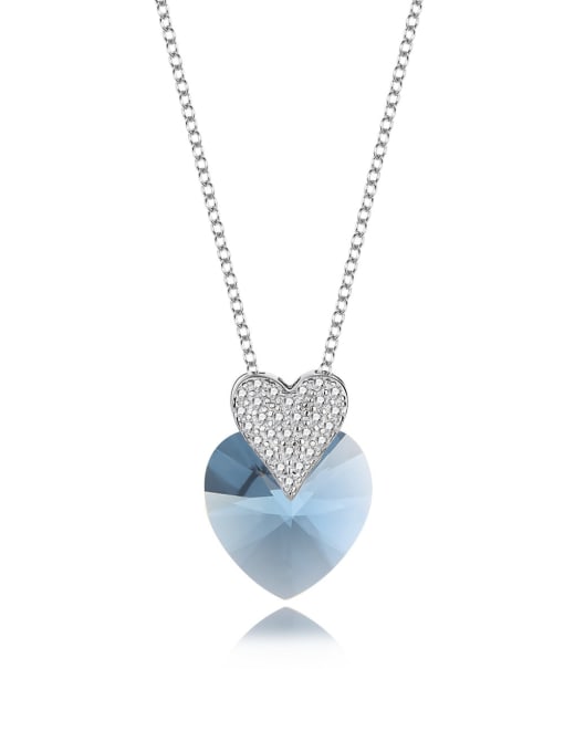 JYXZ 007 (denim) 925 Sterling Silver Austrian Crystal Heart Classic Necklace