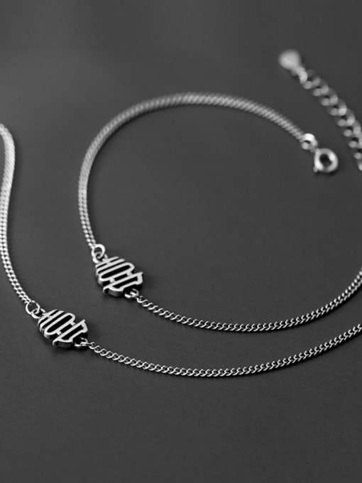 Rosh 925 Sterling Silver Vintage simple fashion Text Element Link Bracelet