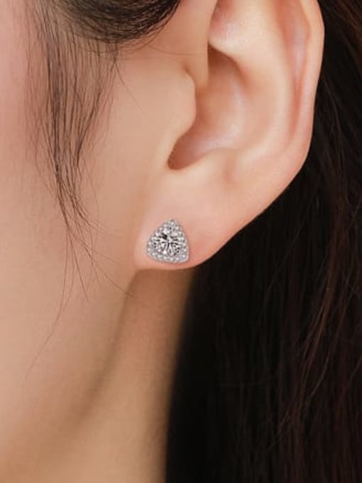 MODN 925 Sterling Silver Cubic Zirconia Triangle Classic Stud Earring 1