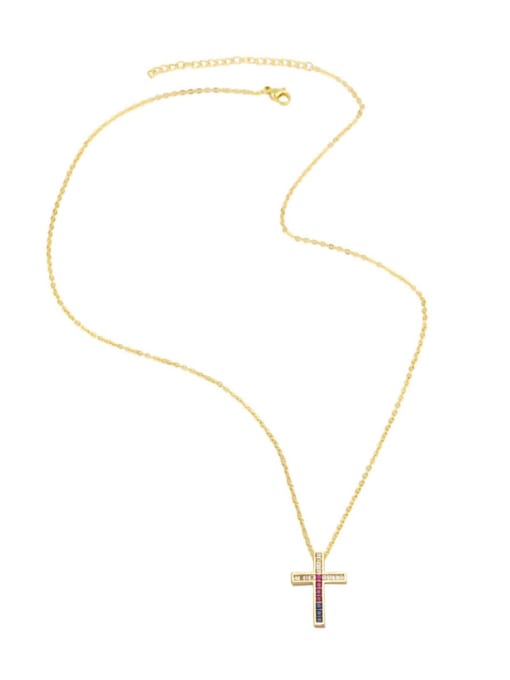 CC Brass Cubic Zirconia Cross Vintage Regligious Necklace 3