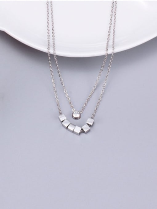 silvery Titanium Smooth  Squares  Necklace