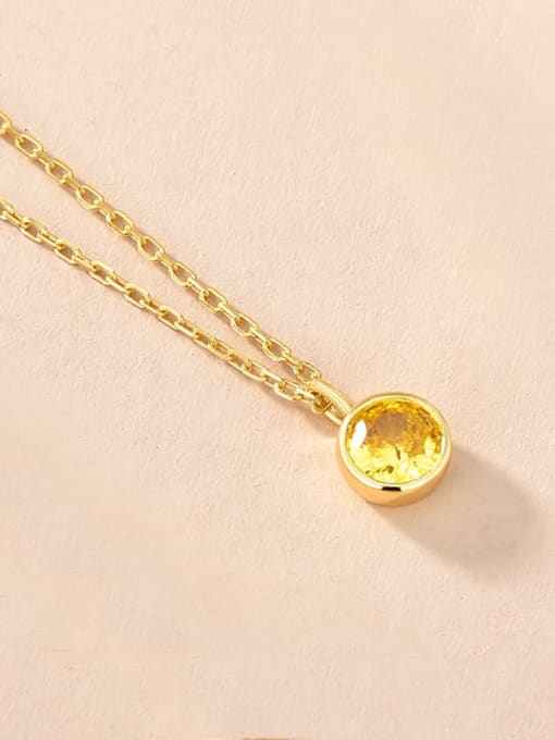 golden 925 Sterling Silver Rhinestone Geometric Minimalist Necklace