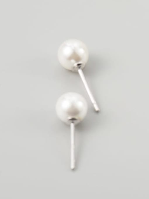 Pearl shell 925 Sterling Silver Freshwater Pearl Round Minimalist Stud Earring