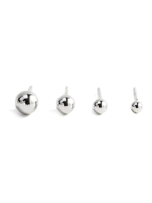 XBOX 925 Sterling Silver Bead Round Minimalist Stud Earring 3