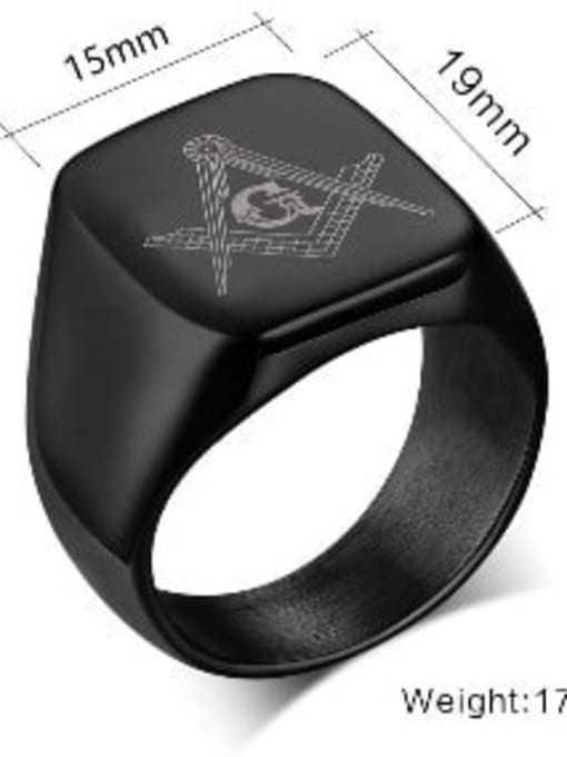 Black Laser Freemason 8 12 Stainless steel Geometric Minimalist Band Ring