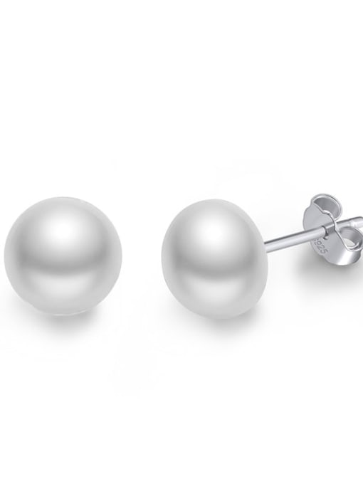 Platinum, white pearl 925 Sterling Silver Freshwater Pearl Irregular Minimalist Stud Earring