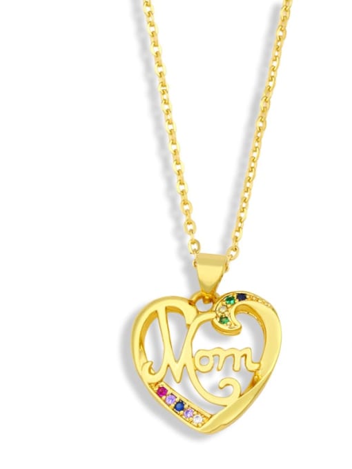 D Brass Cubic Zirconia  Minimalist Letter Heart Pendant  Necklace