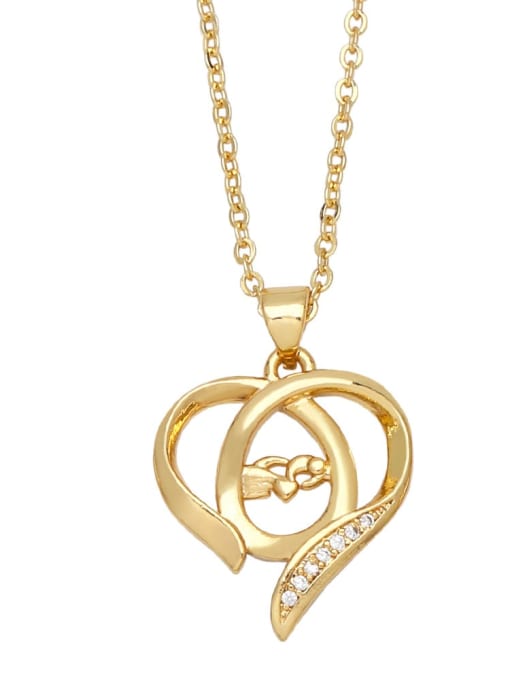 CC Brass Cubic Zirconia Letter Vintage  Heart Pendant Necklace 1