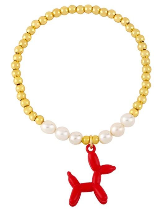 CC Brass Bead Enamel Dog Minimalist Beaded Bracelet 2
