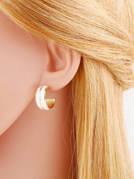 CC Brass Enamel Geometric Vintage Stud Earring 1