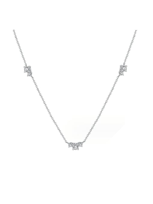 Platinum, chain length 40 +5CM, 1.83g 925 Sterling Silver Cubic Zirconia Geometric Dainty Necklace