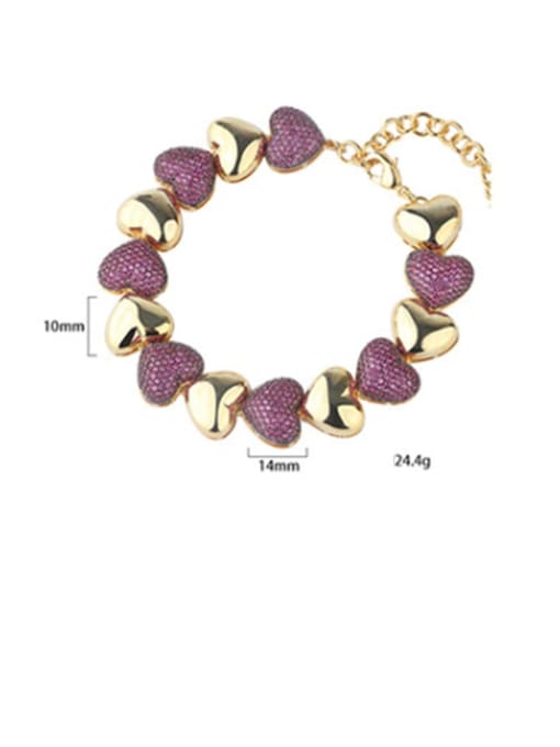 ROSS Copper Rhinestone Heart Vintage Bracelet 3