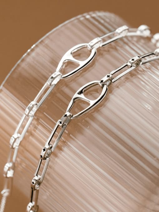 Rosh 925 Sterling Silver Hollow Geometric  Chain Minimalist Bracelet 2