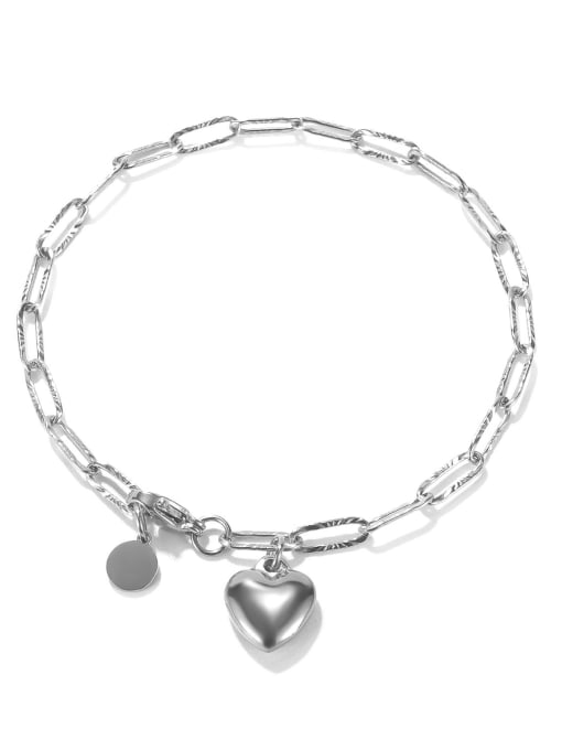 【 1161 】 Steel Bracelet Steel Titanium Steel Heart Minimalist Link Bracelet