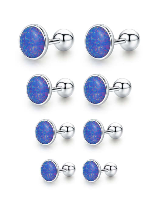 MODN 925 Sterling Silver Synthetic Opal Geometric Dainty Stud Earring 3