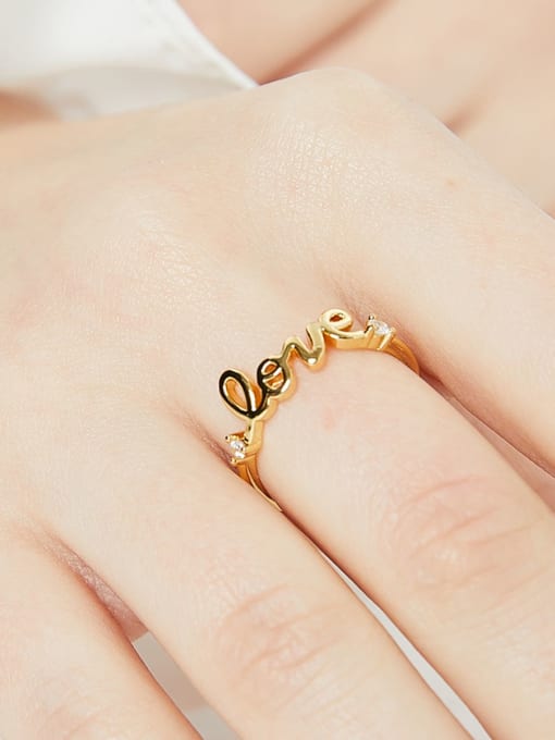 CHARME Brass Letter Minimalist Band Ring 1