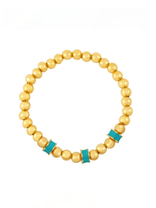 turquoise Brass Enamel Geometric Minimalist Beaded Bracelet