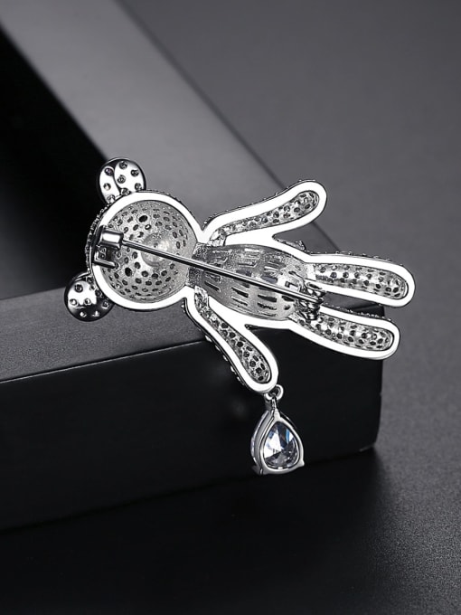 BLING SU Brass Cubic Zirconia Bear Luxury Brooch 1