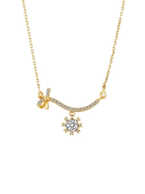 Gold necklace Alloy Cubic Zirconia Flower Dainty Necklace