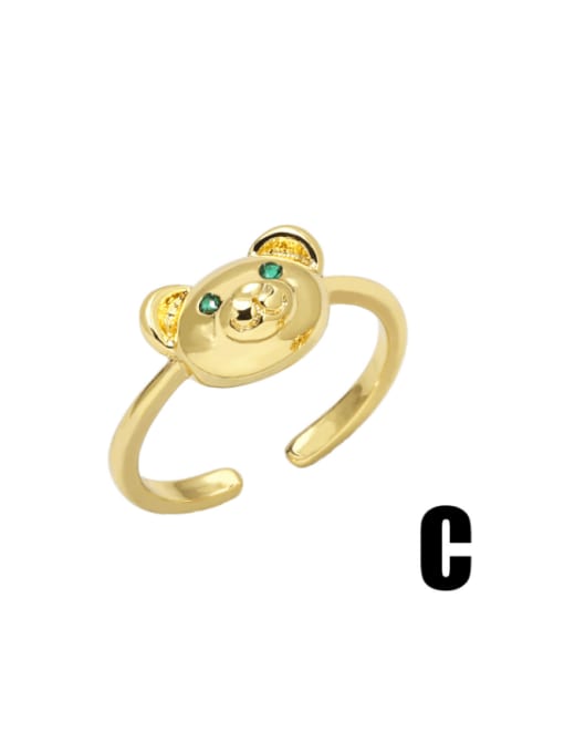 C Brass Cubic Zirconia Bear Vintage Band Ring
