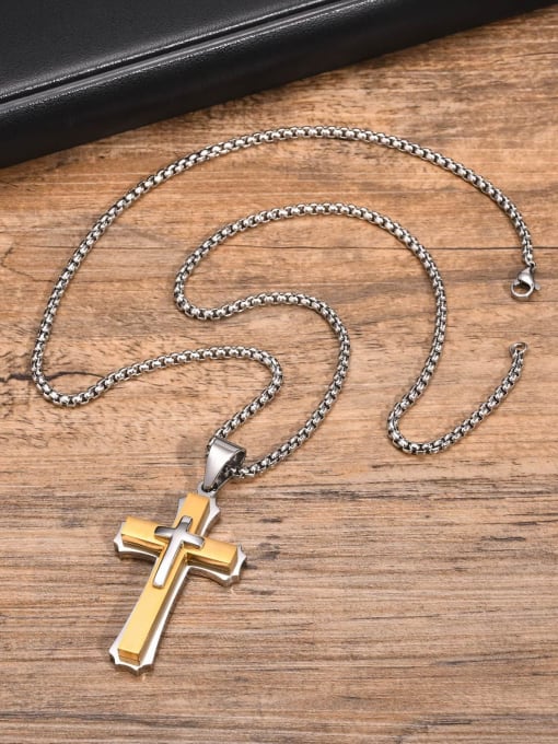 Diamond pendant with matching chain Stainless steel Cross Minimalist Regligious Necklace