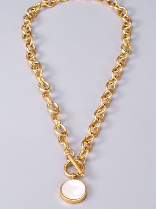 A TEEM Titanium Steel Shell Geometric Vintage Hollow Chain Necklace 4