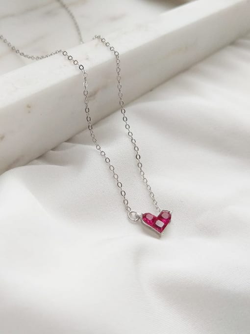 Boomer Cat 925 Sterling Silver Cubic Zirconia Red heart Necklace 1