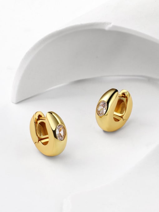 CHARME Brass Rhinestone Geometric Minimalist Stud Earring 1
