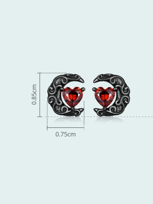 Jare 925 Sterling Silver Cubic Zirconia Heart Hip Hop Stud Earring 2