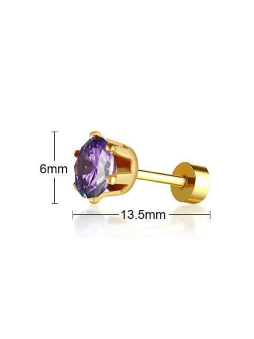 Purple Diamond (Single) Titanium Steel Cubic Zirconia Geometric Minimalist Stud Earring((Single-Only One)