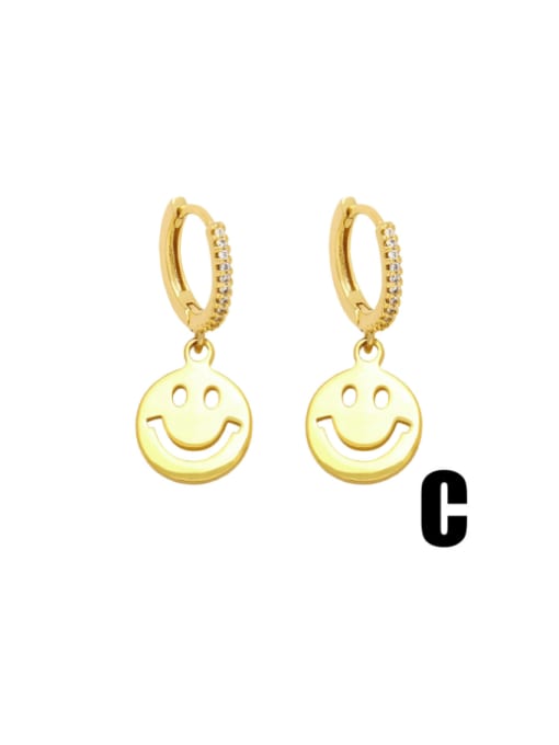 C Brass Smiley Minimalist Huggie Earring