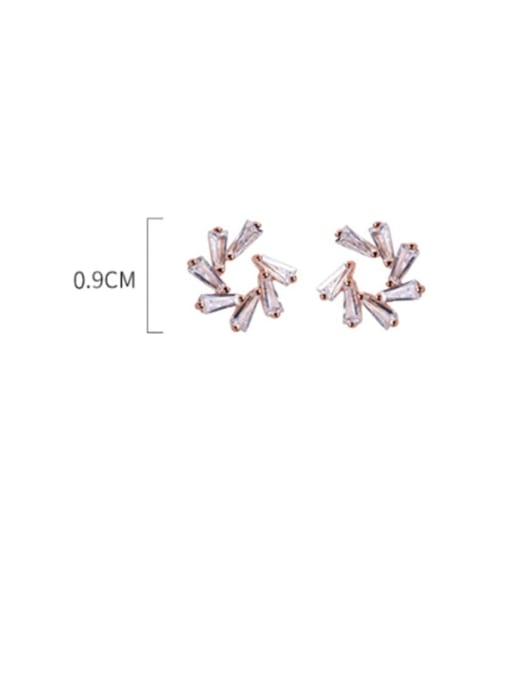 Rosh 925 Sterling Silver Cubic Zirconia  Flower Minimalist Stud Earring 2
