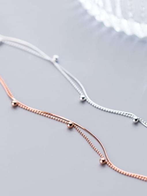 Rosh 925 Sterling Silver Round  bead Minimalist Link Bracelet 2