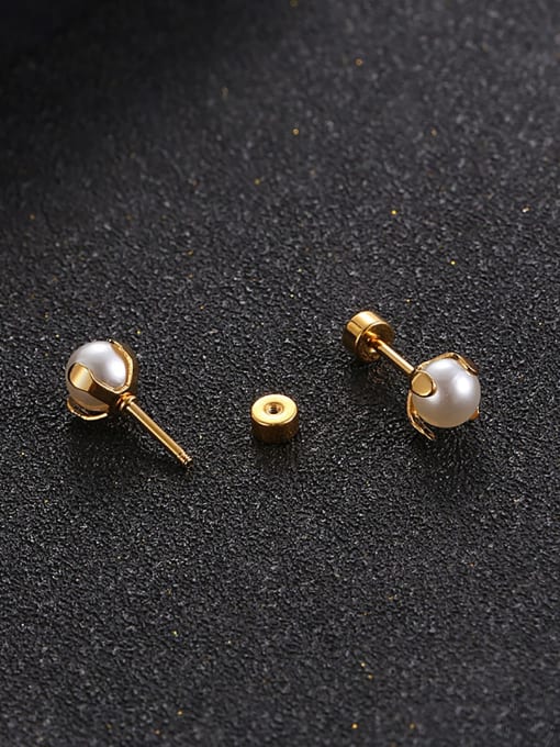 LI MUMU Titanium Steel Imitation Pearl Geometric Minimalist Stud Earring 2