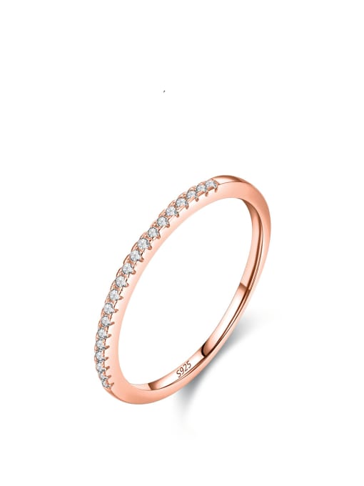 White stone (rose gold) 925 Sterling Silver Cubic Zirconia Geometric Minimalist Band Ring