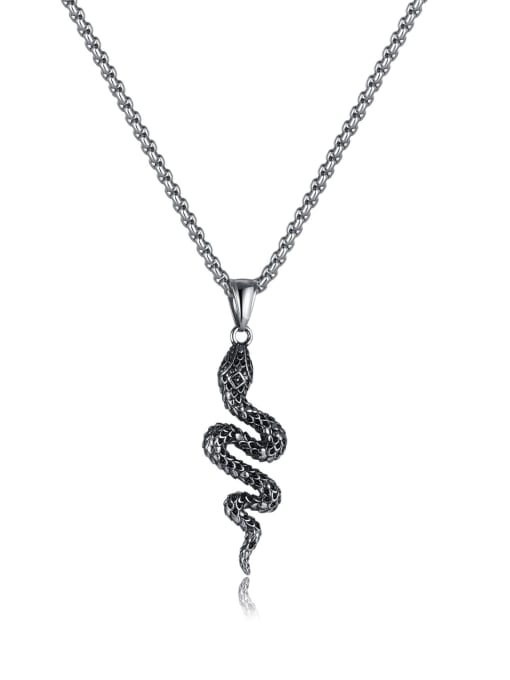 GX2344 pendant +chain 3mm*55cm Stainless steel Snake Hip Hop Necklace