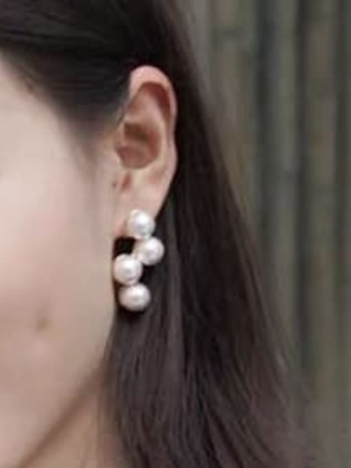 LI MUMU Brass Imitation Pearl Irregular Minimalist Stud Earring 1