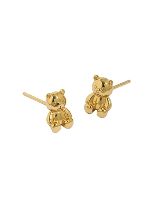 18K gold 925 Sterling Silver Smooth Bear Cute Stud Earring