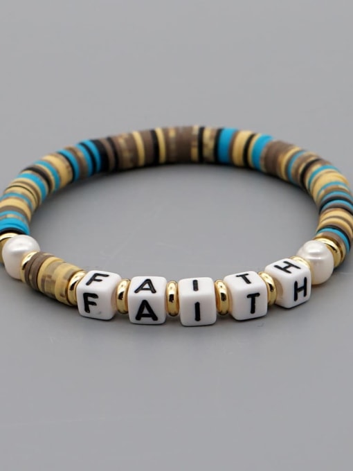 Roxi Stainless steel Multi Color Polymer Clay Letter Bohemia Stretch Bracelet 3