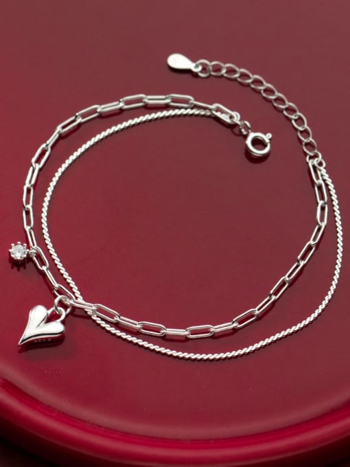 Rosh 925 Sterling Silver Heart Minimalist Strand Bracelet 2
