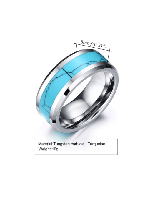 CONG Tungsten Turquoise Geometric Hip Hop Band Ring 2