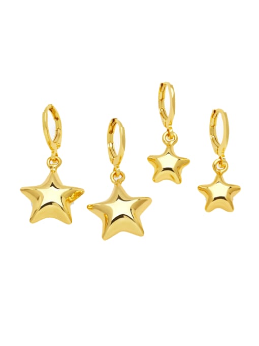 CC Brass Pentagram Minimalist Huggie Earring